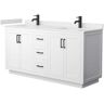 Wyndham Collection Miranda 66 in. W x 22 in. D x 33.75 in. H Double Bath Vanity in White with Carrara Cultured Marble Top