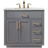 Altair Ivy 36 in. Bath Vanity in Gray with Carrara Marble Vanity Top in White with White Basin