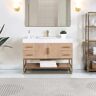 Altair Bianco 48D in. W x 22 in. D x 34 in. H Single Sink Bath Vanity in Light Brown with White Composite Stone Top