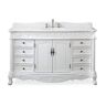 Benton Collection Beckham 56 in. W x 22 in D. x 36 in. H Bath Vanity in Antique White With White porcelain Sink and White Marble Top