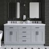 ARIEL Hepburn 67 in. W x 22 in. D x 36 in. H Double Freestanding Bath Vanity in Grey with Pure White Quartz Top