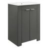 MODWAY Maybelle 24.5 in. W x 18.5 in. D Gray Vanity with White Ceramic Top