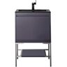 James Martin Vanities Milan 23.6 in. W x 18.1 in. D x 36 in. H Bathroom Vanity in Modern Grey Glossy with Charcoal Black Composite Top