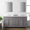 SUDIO Thompson 72 in. W x 22 in. D Bath Vanity in Gray with Engineered Stone Vanity Top in Carrara White with White Sinks