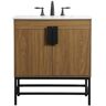 Simply Living 30 in. W x 19 in. D x 33.5 in. H Bath Vanity in Walnut Brown with Ivory White Engineered Marble Top