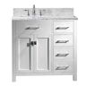 Virtu USA Caroline Parkway 36 in. W Bath Vanity in White with Marble Vanity Top in White with Square Basin