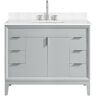 Avanity Emma 43 in. W x 22 in. D Bath Vanity in Dove Gray with Engineered Stone Vanity Top in Cala White with White Basin