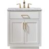 Altair Ivy 30 in. Bath Vanity in White with Carrara Marble Vanity Top in White with White Basin