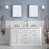 Water Creation Palace 60 in. W Bath Vanity in Pure White with Quartz Vanity Top with White Basin