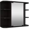 Zeus & Ruta Black 23.62 in. W x 19.68 in. H Rectangular Particle Board Mirror Medicine Cabinet with Mirror Surface Mount Six Shelves