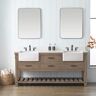 SUDIO Wesley 72 in. W x 22 in.D x 34 in.H Bath Vanity in Weathered Natural with Ariston White Engineered Stone Top with Sinks