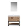 ROSWELL Alistair 36 in. W x 22 in. D x 33.9 in. H Bath Vanity in Oak Finish with White Stone Vanity Top with Mirror