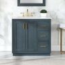 Altair Gazsi 36 in. W x 22 in. D x 34 in. H Bath Vanity in Classic Blue with Grain White Composite Stone Top