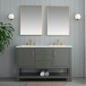 SUDIO Arlo 54 in W x 22 in D x 34 in H Bath Vanity in Vintage Green with Engineered Stone Top in Ariston White with White Sink