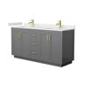 Wyndham Collection Miranda 66 in. W x 22 in. D x 33.75 in. H Double Bath Vanity in Dark Gray with Carrara Cultured Marble Top