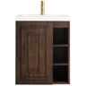 James Martin Vanities Alicante 23.6 in. W x 18.3 in. D x 29.4 in. H Bath Vanity in Mid Century Acacia with White Glossy Resin Top