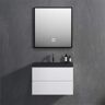 Abruzzo Angela 30 in. W x 18.7 in. D x 20.5 in. H Wall Mounted Bathroom Vanity in Glossy White with Black Quartz Sand Sink