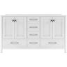 Virtu USA Caroline Avenue 60 in. W x 22 in. D x 33.5 in. H Bath Vanity Cabinet without Top in White