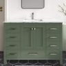 HOMEVY STUDIO Anneliese 48 in. W x 21 in. D x 35 in. H Single Sink Freestanding Bath Vanity in Forest Green with Carrara Marble Top