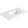 Dyconn True 37 in. W Solid Surface Vessel Vanity Top in Matt White with Matt White Basin