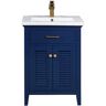 Design Element Cameron 24 in. W x 18.5 in. D Bath Vanity in Blue with Porcelain Vanity Top in White with White Basin