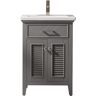 Design Element Cameron 24 in. W x 18 in. D Bath Vanity in Gray with Porcelain Vanity Top in White with White Basin