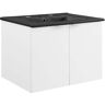 MODWAY Maybelle 24 in. W x 18 in. D x 24 in. H Bathroom Vanity in White Wall Mount with Black Ceramic Top