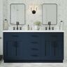 ARIEL Hepburn 66 in. W x 22 in. D x 36 in. H Double Sink Freestanding Bath Vanity in Midnight Blue with Carrara Quartz Top