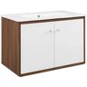 MODWAY Transmit 30 in. W x 36 in. D x 26 in. H Wall-Mount Bathroom Vanity with White Ceramic Top