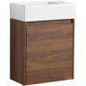 FAMYYT 18 in. W x 10 in. D x 23.6 in. H Single Sink Floating Bath Vanity in Brown Ebony with White Ceramic Top and Basin