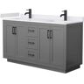 Wyndham Collection Miranda 60 in. W Double Bath Vanity in Dark Gray with Cultured Marble Vanity Top in White with White Basins