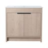 Quality Durable 36 in. W x 18.5 in. D x 34 in. H Freestanding Bath Vanity in Plain Light Oak with White Ceramic Sink Top