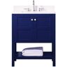 SUPREME WOOD Palisade 30 in. W x 22 in. D x 35.7 in. H Bath Vanity in Navy Blue with White Quartz Vanity Top with White Basin