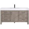 ROSWELL León 60 in. W x 22 in. D x 34 in. H Single Sink Bath Vanity in Fir Wood Grey with White Composite Stone Top