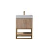 ROSWELL Alistair 24 in. W x 22 in. D x 33.9 in. H Bath Vanity in North American Oak with White Stone Vanity Top No Side Cabinet