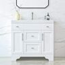 HOMEVY STUDIO Agnea 36 in. W x 21 in. D x 35 in. H Single Sink Freestanding Bath Vanity in Matte White with White Quartz Top
