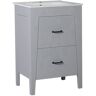 Bellaterra Home Downey 24 in. W x 18 in. D x 36 in. H Single Vanity in Light Gray with Ceramic Vanity Top in White with White Basin