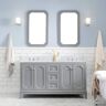 Water Creation Queen 60 in. W x 22 in. D Bath Vanity in Cashmere Grey with Marble Bath Vanity Top in White with White Basin and Mirrors