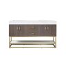 ROSWELL Toledo 60M in. W x 22 in. D x 34 in. H Bath Vanity in Dark Walnut with White Composite Stone Top