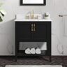 Home Decorators Collection Sherway 31 in W x 22 in D x 35 in H Single Sink Freestanding Bath Vanity in Black With White Carrara Marble Top