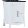 Bellaterra Home Tracy 24.5 in. W x 19 in. D x 34 in. H Single Vanity in White with Granite Vanity Top in Black Galaxy with White Basin