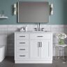 ARIEL Hepburn 43 in. W x 22 in. D x 35.25 in. H Bath Vanity in White with Carrara Marble Vanity Top in White with White Basin