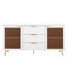 63.00 in. W x 15.70 in. D x 32.30 in. H White Featured Two-door Linen Cabinet with Three Drawers and Metal Handles