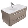 Cutler Kitchen and Bath Silhouette 36in. W x 18in. D x 20in. H Sink Wall-Mounted Vanity Side Cabinet in Aria with White Acrylic Top in White