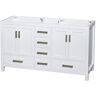 Wyndham Collection Sheffield 59 in. W x 21.5 in. D x 34.25 in. H Double Bath Vanity Cabinet without Top in White