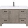 ROSWELL León 48 in.W x 22 in.D x 34 in.H Single Sink Bath Vanity in Fir Wood Grey with White Composite Stone Top