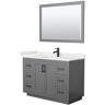 Wyndham Collection Miranda 48 in. W x 22 in. D x 33.75 in. H Single Bath Vanity in Dark Gray with White Quartz Top and 46 in. Mirror