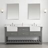 SUDIO Wesley 72 in. W x 22 in. D Bath Vanity in Gray with Engineered Stone Vanity Top in Ariston White with White Sinks