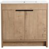 High Quality 36 in. W x 18 in. D x 34 in. H Single Sink Freestanding Bath Vanity in Imitative Oak with White Ceramic Top