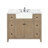 Ari Kitchen and Bath Sally 42 in. Single Bath Vanity in Weathered Fir with Marble Vanity Top in Carrara White with Farmhouse Basin